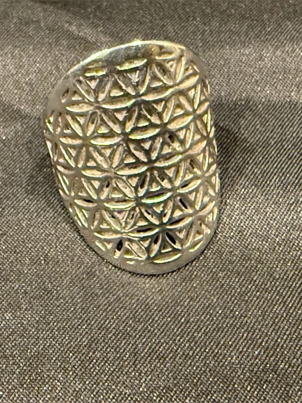 Sterling Silver Flower of Life Statement Ring Sacred Geometry Size 8